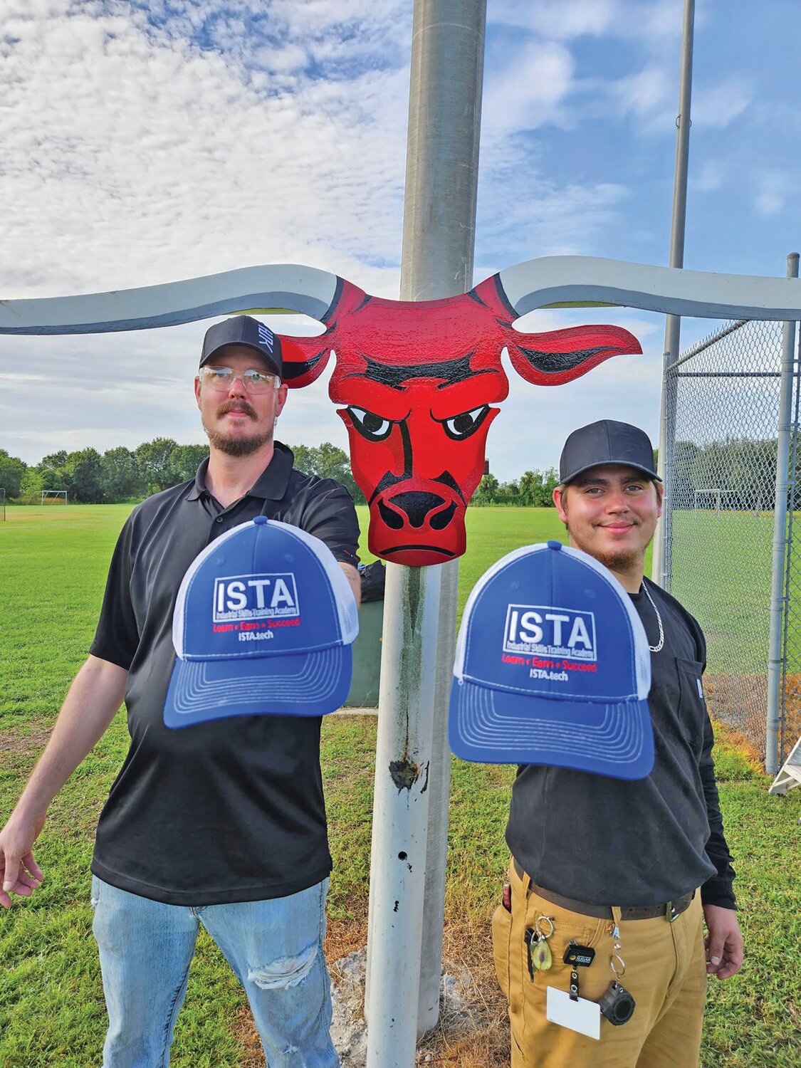 Jeremy Dean and Aveary Vargas proudly show off the welding skills they learned at the I.S.T.A.